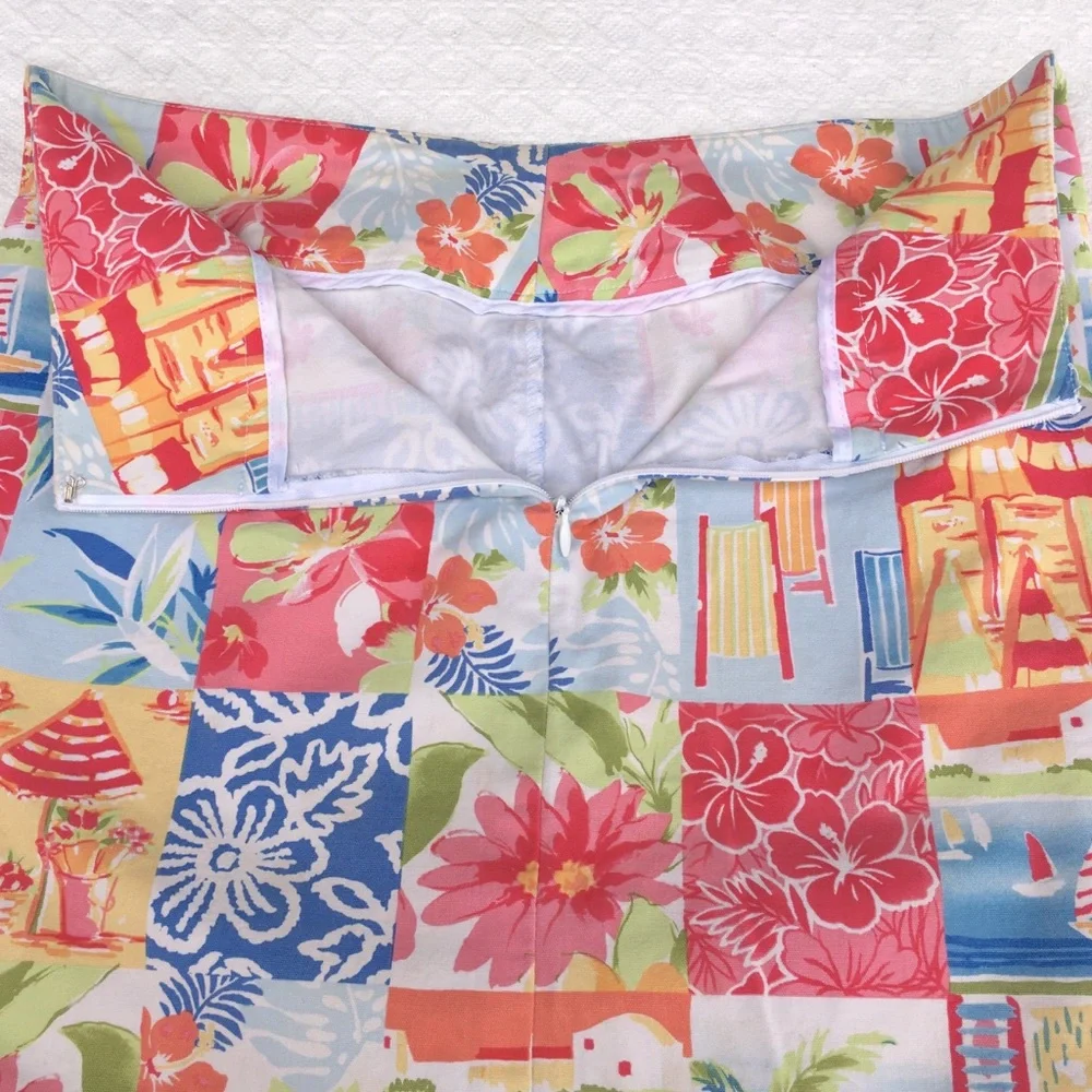 TALBOTS TROPICAL BEACH PATCHWORK SKIRT